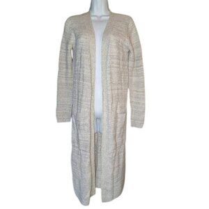Forever 21 Wool Blend Long Sleeve Open Front Pockets Cardigan Duster Sweater